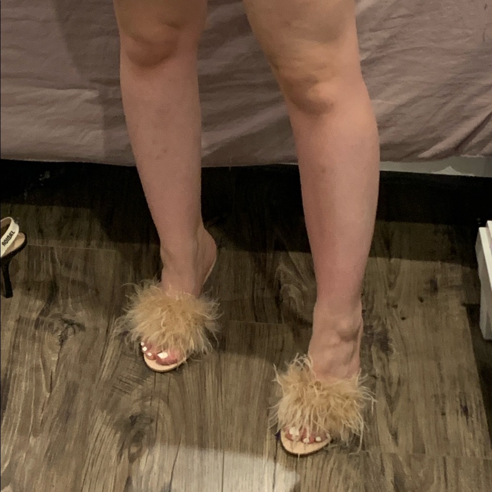 Feather sandal heels